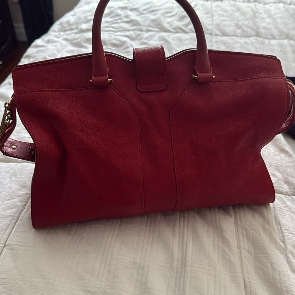 Yves Saint Laurent Red Leather Cabas Tote Bag - Picture 4 of 8